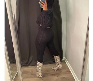 ชุดวอร์มผ้าฝ้ายสองชิ้นสำหรับผู้หญิง แบบสั่งตัดพิเศษ สำหรับฤดูหนาว ทรงขาบาน ผ้ากำมะหยี่ ระบายอากาศ ป้องกันแบคทีเรีย กันลม แห้งเร็ว - Product Image 4