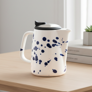 Théière en porcelaine de qualité supérieure 3460995-0.8, design nordique, durable, avec passoire en acier inoxydable et poignée en fil métallique - Product Image 6