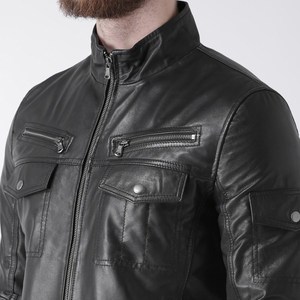 Chaqueta de cuero real para hombre-Doble botonadura con estilo elegante y atemporal-chaqueta de cuero para hombre - Product Image 4