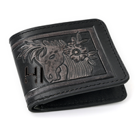 Cartera Trifold de Cuero Vacuno con Diseño Floral Estilo Western Vintage para Hombre, con Bloqueo RFID