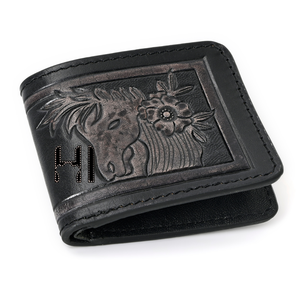 กระเป๋าสตางค์ผู้ชายแบบพับสามทบสไตล์วินเทจแฟชั่นแบบตะวันตกหนังวัวดอกไม้ประดับด้วยดอกไม้ประดับด้วยดอกไม้ RFID เครื่องมือป้องกันแบบสั้นฮิปสเตอร์ - Product Image 4