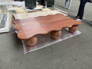 Offre Spéciale pierre naturelle travertin rouge Tables basses meubles de salon Mabrle Table d'appoint Table basse d'appoint - Product Image 6