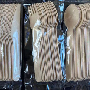 Vente en gros, ensemble de couverts jetables, ustensile de cuisine, cuillère en bois, fourchette, couteau pour aliments instantanés, emballage en vrac OEM - Product Image 1