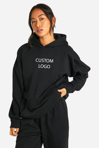 Sudaderas con Capucha para Mujer, Talla Grande, de Algodón y Felpa, con Logotipo Personalizado, Sudadera Negra, Fabricante OEM al por Mayor - Product Image 3