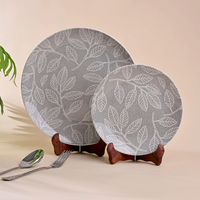 Ensemble d'assiettes en porcelaine écologiques au design moderne et luxueux, durables, compatibles lave-vaisselle, non toxiques, gris, taille personnalisable