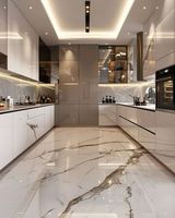 Îlot de cuisine modulaire en bois de style Shaker classique, luxueux et moderne, avec armoire en acier inoxydable et crédence en laque acrylique écologique