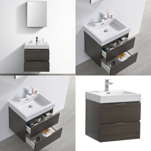 Meubles de salle de bain en bois de style moderne fabriqués à la main Meubles en bois au design élégant prêts à assembler - Product Image 1