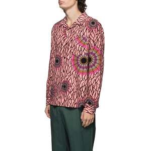 <span class=keywords><strong>Camicia</strong></span> Casual in Flanella 100% Cotone con Motivo a Ragnatela e Fiori, Collo Alto, <span class=keywords><strong>Maniche</strong></span> <span class=keywords><strong>Corte</strong></span> per Autunno ed Estate - Product Image 3