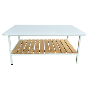 Minimilist Convertible <b>Sofa</b> <b>Table</b> Rubber Wood with Iron Frame 100x60x43cm Living Room Furniture Set of 2 - Product Image 1