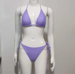 Conjunto de Bikini personalizado de alta calidad Unisex, 2 piezas, logotipo breve de baño, cinturón de patrón sólido, decoración hecha de Spandex/ropa de playa de nailon - Product Image 5