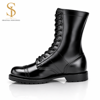 Bottes tactiques de défense SUPER FORCE en cuir de vache naturel de qualité supérieure, résistantes à la rouille, avec fermeture éclair et lacets en tissu Oxford