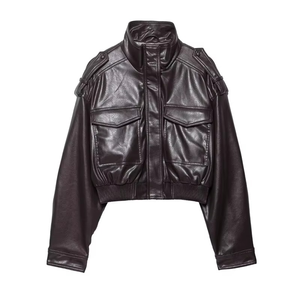 เสื้อแจ็คเก็ต PU แฟชั่นใหม่ฤดูหนาวปี 2025 แขนยาว มีฮู้ด สไตล์ลำลองสำหรับผู้หญิง เสื้อคลุมโพลีเอสเตอร์แบบมีซิป น้ำหนักปานกลาง - Product Image 1