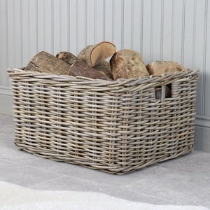 Artex Green Earth <b>Large</b> Natural Rattan Wicker Log <b>Storage</b> <b>Basket</b> Handmade Eco-Friendly Modern Rectangle Multifunction - Product Image 3
