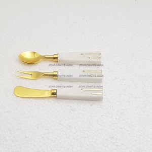 Comprar nuevo mejor diseño al por mayor de acero inoxidable y mango de mármol cucharas cubiertos juego de cubiertos fabricante indio de STAR CRAFTS - Product Image 2