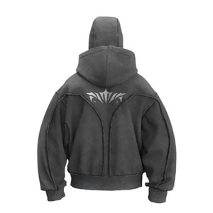 Transpirable invierno Vintage Punk sólido ácido lavado negro Color hombres Casual Sudadera con capucha gótica americana moda pareja Casual Sudadera con capucha - Product Image 2