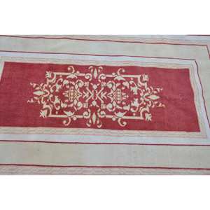 Alfombra turca Vintage clásica rojo Beige 5,3X7,1 pies área grande lana látex respaldo abstracto para diseño de pasillo rectangular adolescente - Product Image 5