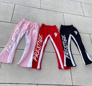 Pantalons de survêtement évasés en toile 100% coton, très vendus |   Pantalons de survêtement empilés pour hommes, jogging, impression personnalisée en relief, poids lourd, haute qualité - Product Image 5