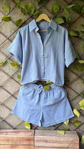 Conjunto de pantalones cortos de mujer de talla grande de alta calidad al por mayor Mulmul algodón suave cintura elástica transpirable cuadros cómodo para - Product Image 2