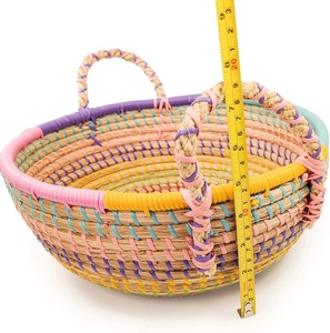 Elegant and Pretty Woven Handmade Colorful Seagrass Fruit Bowl Natural Seagrass <b>Basket</b> with Handles rainbow Bowls Wholesale - Product Image 2