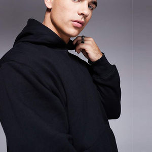 High Quality 100% Cotton Fleece Anti-Pilling Casual Oversized Lined Winter Hoodie Custom Logo <b>Back</b> Neck Streetwear <b>Drop</b> Shoulder - Product Image 3