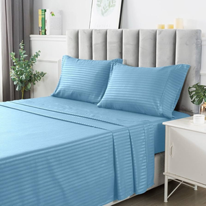 400 TC <b>Striped</b> Pure Cotton Bedsheet Premium White <b>Striped</b> <b>Bed</b> <b>Sheet</b> - Product Image 1