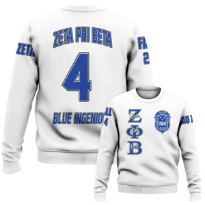 Sudadera con Cuello Redondo de la Hermandad Griega Zeta Phi Beta para Mujer, Azul 1920, Bordada - Product Image 6