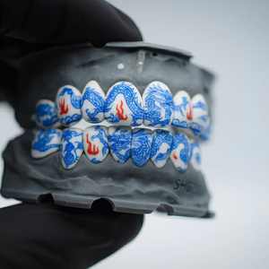 Advanced Custom Enamel Porcelain Grillz for Teeth S925 Hip-Hop Body Jewelry Hand-Made Enamel <b>Craft</b> for Men and Women - Product Image 1