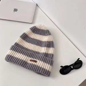 Wholesale Custom Patch Fashion <b>Strip</b> Beanie Jacquard Knitted Caps Beanie Unisex for Men Winter Knitted <b>Hats</b> 2026 - Product Image 2