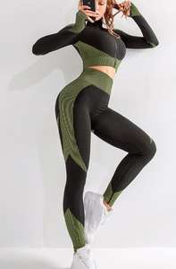 Ensemble de yoga pour femmes, devant uni, séchage rapide, respirant, sans couture, deux pièces, tenue de sport, vêtements de fitness, tenue confortable pour - Product Image 6