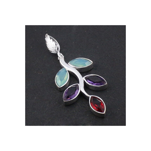 Colgante de plata de ley 925 con piedras múltiples, joyería hecha a mano, al mejor precio - Product Image 1