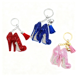 Sororité de Noël <span class=keywords><strong>Rose</strong></span> Bling Haut Talon Porte-clés Lettres Grecques Strass Chaussure Porte-clés avec Gland <span class=keywords><strong>Sac</strong></span> Charme Porte-clés - Product Image 2