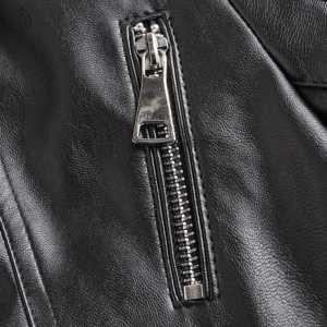 Elegante chaqueta de cuero original para hombre recortada con cremallera bolsillos delanteros chaqueta de invierno de cuero - Product Image 5