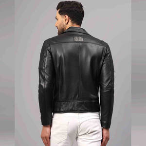 Chaqueta de Cuero para Hombre de Alta Calidad con Cuello Alto y Logotipo Frontal, Resistente al Viento, Personalizable, al por Mayor - Product Image 2