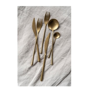 Ensemble de couverts en or, luxe, haute qualité, acier inoxydable, hôtel, mariage, couverts, argenterie - Product Image 2