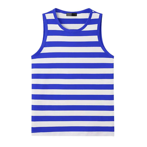 Camiseta sin Mangas para Hombre, Cuello Redondo, Tejido de Punto, Spandex/Poliéster, Ecológica, de Secado Rápido, Transpirable, Estilo Vintage, en Blanco y Negro - Product Image 2