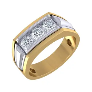 Luxury Men's Gold Fine Jewelry Engagement Wedding Ring Party D Color VVS1 3 stone LAB GROWN Diamond 10K 14K gold ring men real