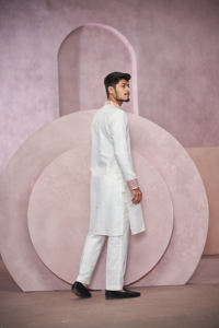 Kurta de diseñador jacquard Ivory Royal - Product Image 2