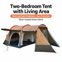 Tenda Camping Kapasitas Besar Dua Lapis, Tahan Panas & Hujan, Tebal, untuk Perjalanan & Road Trip