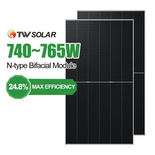 TW Tier 1 High-Efficiency Photovoltaic Solar 600-770W Half-Cell TOPCon Bifacial Dual Glass Solar Panel