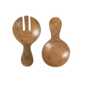 Poignée circulaire en cuillères de service en bois pour décor de salle à manger Serveur de salade de table Vente chaude Nouveaux couverts Couverts - Product Image 5