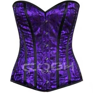 Corset bustier en satin vert avec baleines en acier, à laçage serré, pour la mode - Product Image 6