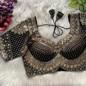 เสื้อชอลีผ้าไหมโรมันแท้เนื้อนุ่มสำหรับผู้หญิง งานปักสวยงาม เหมาะสำหรับงานปาร์ตี้ ผลิตในอินเดีย - Product Image 4