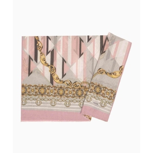 Conjunto de Bufandas de Moda, Color Rosa Polvo, Seda y Algodón, con Borlas, Rectangulares, Estampadas - Product Image 2
