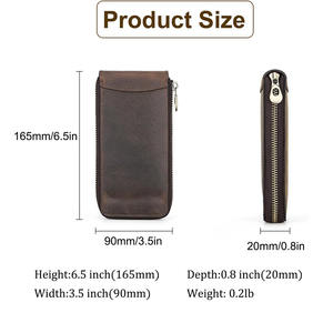 Wholesale High Quality Genuine Cow Leather <b>Watch</b> Travel <b>Case</b> Portable Zipper Organizer with Suede Lining for <b>Watches</b> - Product Image 2