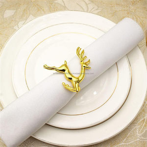 Décoration florale de table pour noël et bagues, décorations en bois, ensemble de décoration idéale en feuille métallique, rond de serviette - Product Image 3
