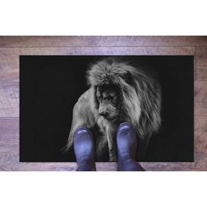Tapis imprimé avec portrait de lion africain - Tapis d'intérieur épais, grand, noir, tapis doux non tissé - Product Image 5