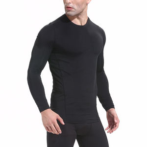 Camisetas Deportivas de Manga Larga para Hombre, de Algodón y Elastano, con Logotipo Personalizado, Diseño Sólido, Dobladillo Curvo, para Fitness y Running - Product Image 1