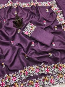 ชุดสารีแบบอินเดียและปากีสถานผ้าคอตตี่พิมพ์ลายดอกไม้ผ้าแท้นุ่ม100% แบบดั้งเดิม - Product Image 5