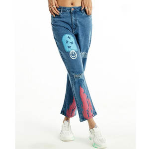 Jeans de Lona Ecológicos para Mujer, Estilo Desgastado, Transpirables para Invierno, Colores y Tallas Personalizables, Precio Económico, Fabricante Mayorista - Product Image 1
