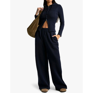Conjunto Deportivo para Mujer, Nuevo, Color Sólido, Felpa de Algodón, Ropa Deportiva Premium para Invierno - Product Image 1